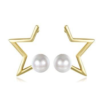 Boucles d'Oreilles Linda Star Pearl Plaqué Or