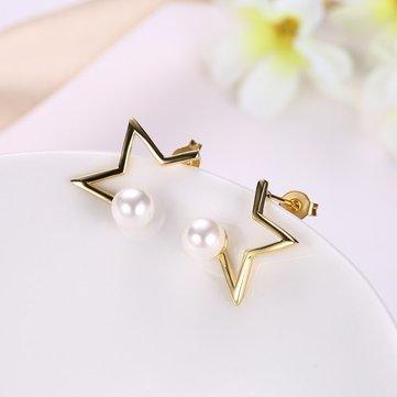 Boucles d'Oreilles Linda Star Pearl Plaqué Or