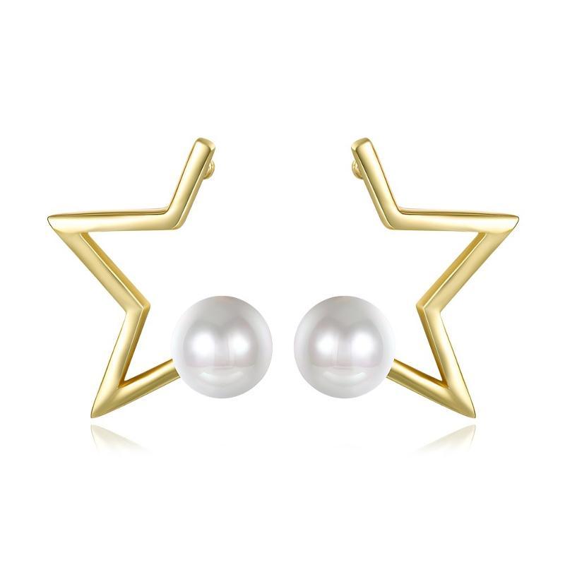 Boucles d'Oreilles Linda Star Pearl Plaqué Or