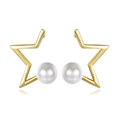 Boucles d'Oreilles Linda Star Pearl Plaqué Or