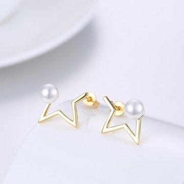 Boucles d'Oreilles Linda Star Pearl Plaqué Or