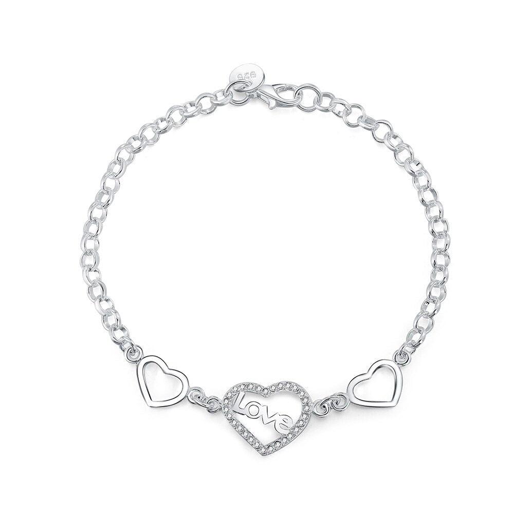 Pulsera de cadena tipo cable con corazón de plata de Lorri 