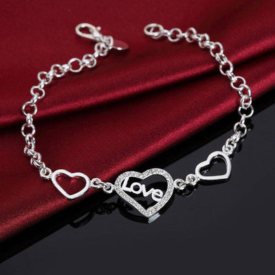 Pulsera de cadena tipo cable con corazón de plata de Lorri 