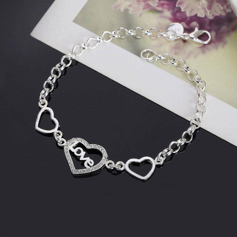 Pulsera de cadena tipo cable con corazón de plata de Lorri 