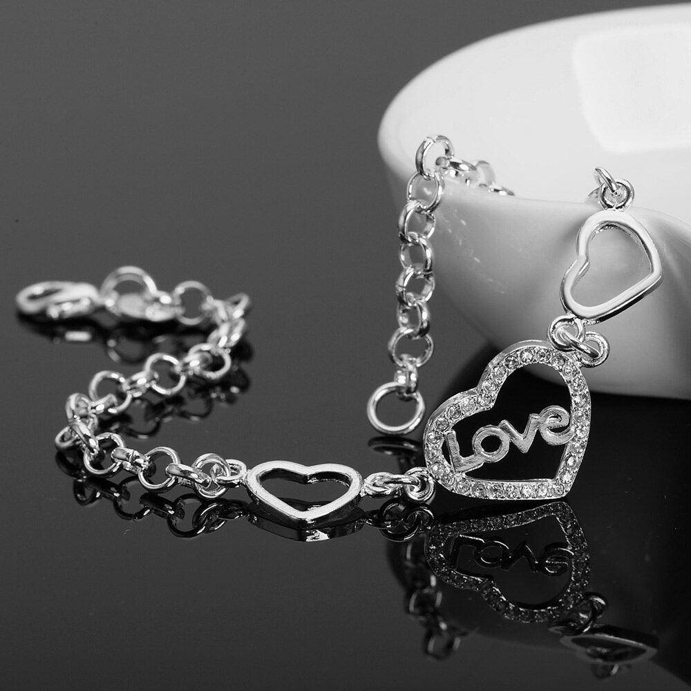 Lorri Silver Heart Cable Chain Bracelet