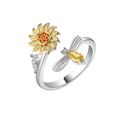 Anillo de girasol y abeja de Yuki