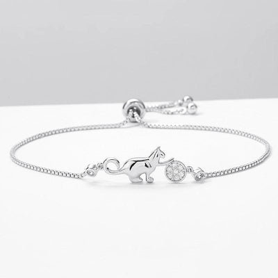 Bracelet à breloques chat et boule plaqué argent Philipa