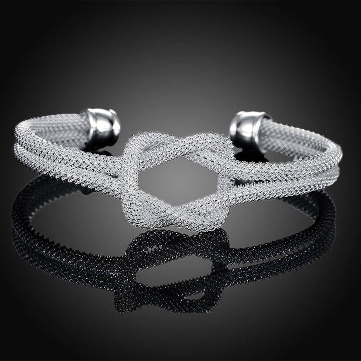 Thalia White Gold Plated Love Knot Mesh Bangle - Hot fashionista