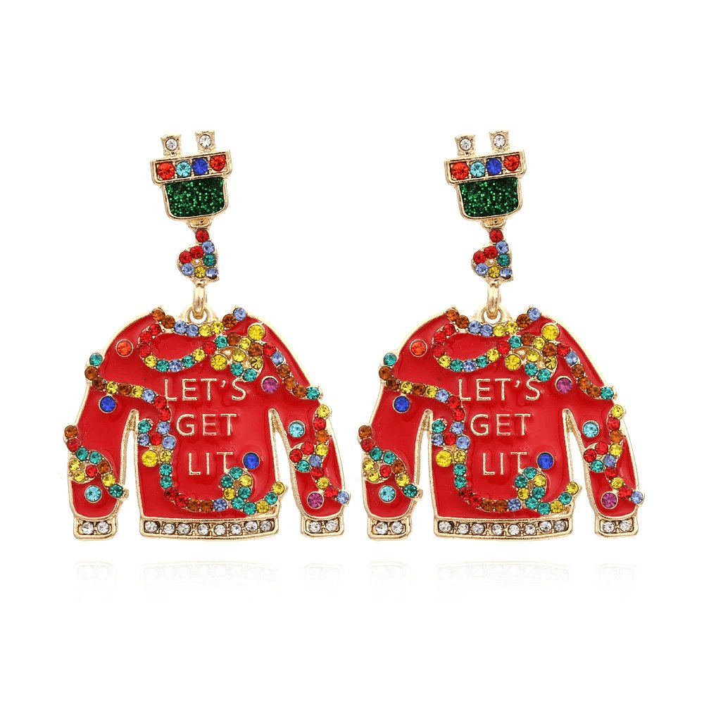 Imee Christmas Embellished Rhinestone Earrings - Hot fashionista