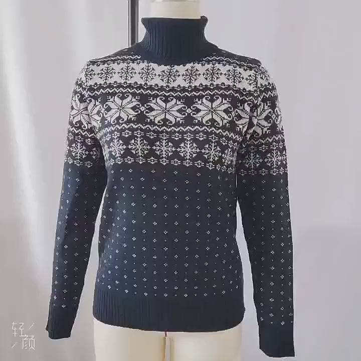 Hot Fashionista Raegan Vintage Snowflake Print Pullover Sweater