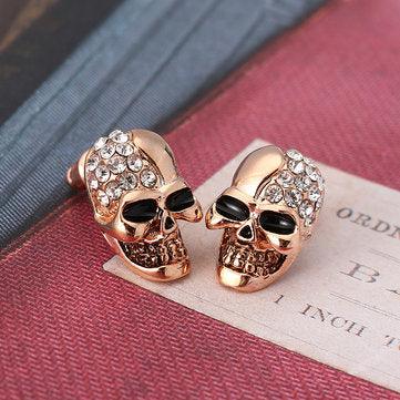 Shana Punk Skull Head Ear Stud Rhinestone Earrings - Hot fashionista